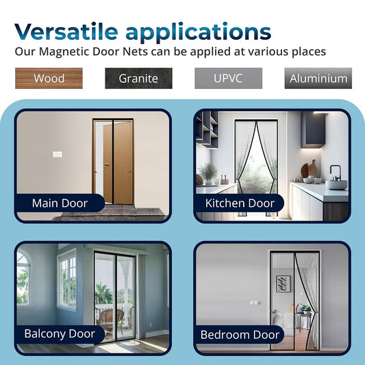 Polyester Magnetic Mosquito Net for All Door Types & Sizes, Auto-Closing Insect Screen/Curtain to Keep Mosquito & Flies Out (192x108 cm)